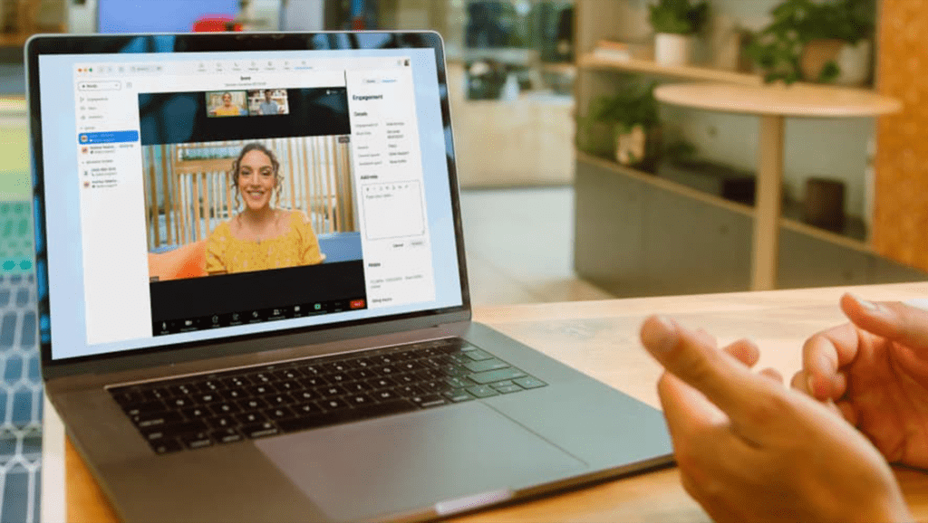 A Man Talking To A Girl On A Zoom Meeting Call